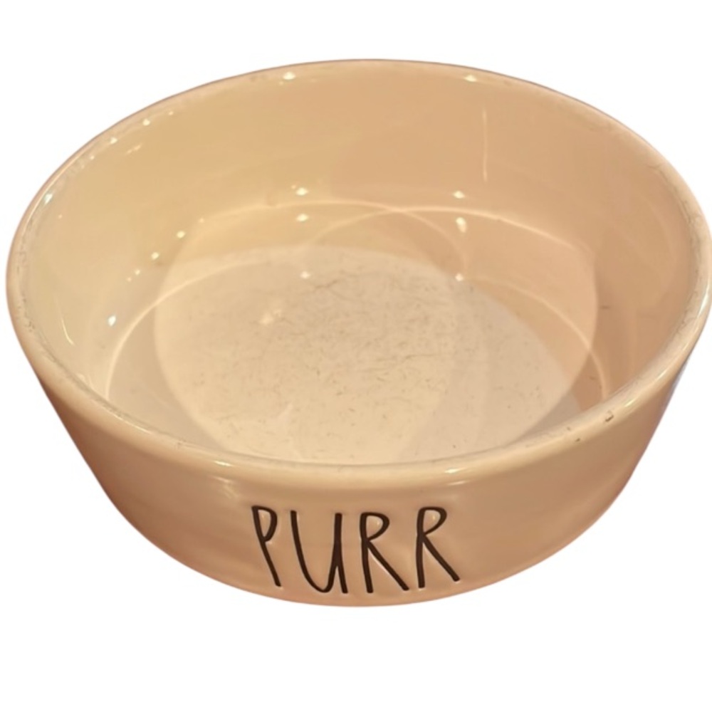 Rae Dunn Purr pet Dish magenta artisan collection white black